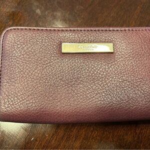 Dune London Burgundy Wallet with Textured Finish and Gold Nameplate